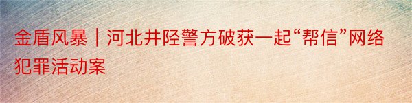 金盾风暴｜河北井陉警方破获一起“帮信”网络犯罪活动案